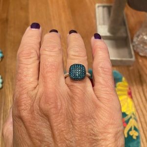 Beautiful Sparkly Blue and White Diamond Rose Gold Ring!